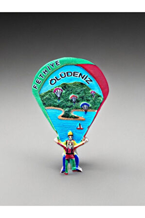 FETHİYE / ÖLÜDENİZ Temalı Kabartma Polyester Magnet. 5,5cm x 8,5cm Pembe