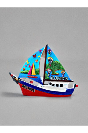 FETHİYE / ÖLÜDENİZ Temalı Kabartma Polyester Magnet 9cm x 6,5cm