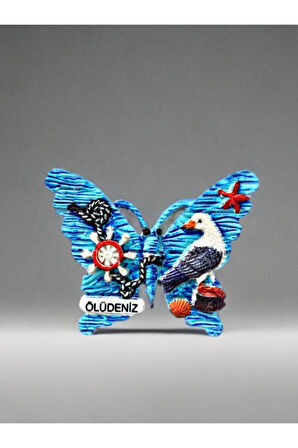 Ölüdeniz Temalı Kabartmalı Polyester Magnet 8,5cm X 6,5cm Mavi