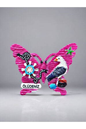 Ölüdeniz Temalı Kabartmalı Polyester Magnet 8,5cm X 6,5cm Pembe