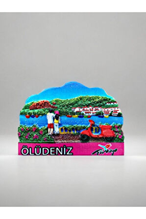 Ölüdeniz Temalı Kabartmalı Polyester Magnet 7cm X 5cm