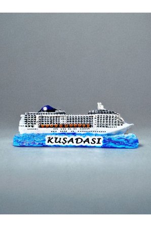 KUŞADASI Temalı Kabartmalı Polyester Magnet 10 cm x 4cm Mavi