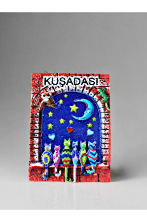 KUŞADASI Temalı Kabartmalı Polyester Magnet 4cm x 7cm