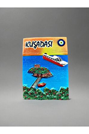 KUŞADASI Temalı Kabartmalı Polyester Magnet 4,5cm x 6,5cm