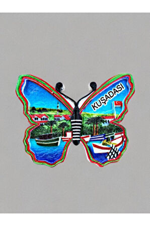 KUŞADASI Temalı Kabartmalı Polyester Magnet 9cm x 7cm Kırmızı