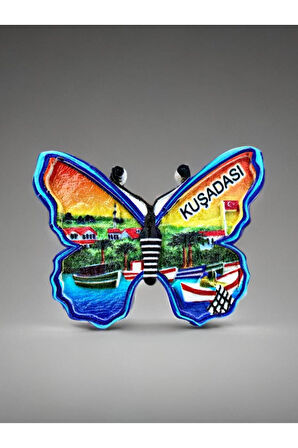 KUŞADASI Temalı Kabartmalı Polyester Magnet 9cm x 7cm Kırmızı