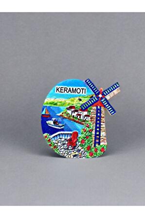 KERAMOTI Temalı Kabartmalı Polyester Magnet Buzdolabı Süsü 6,5cm x 6,5cm Lacivert