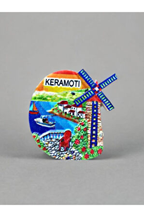 KERAMOTI Temalı Kabartmalı Polyester Magnet Buzdolabı Süsü 6,5cm x 6,5cm Turuncu