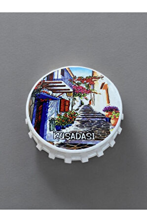 KUŞADASI Temalı Kapak Şeklinde Açacak Magnet Şişe Açacağı Bordo