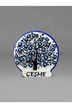ÇEŞME Temalı Kabartmalı Polyester Magnet 6,5 cm çap Lacivert