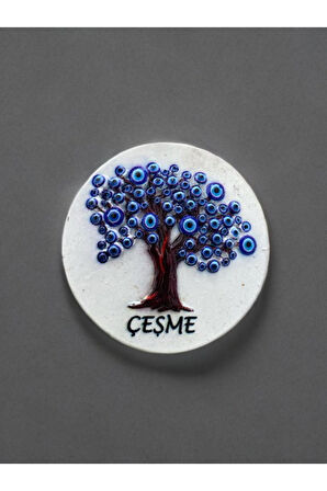 ÇEŞME Temalı Kabartmalı Polyester Magnet 6,5 cm çap Çok Renkli