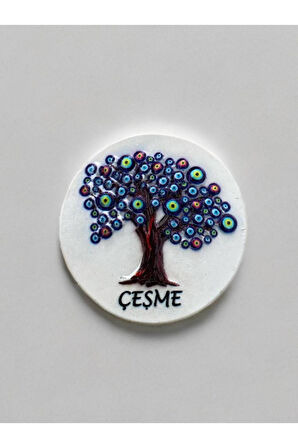 ÇEŞME Temalı Kabartmalı Polyester Magnet 6,5 cm çap Çok Renkli
