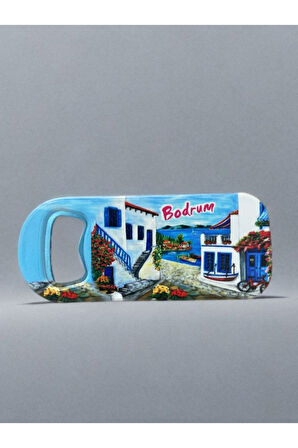 BODRUM Temalı Magnet Şişe Açacağı Buzdolabı Süsü Bej