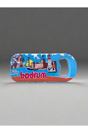 BODRUM Temalı Magnet Şişe Açacağı Buzdolabı Süsü Turkuaz