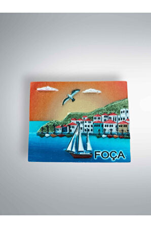 FOÇA Temalı Kabartmalı Polyester Magnet Buzdolabı Süsü Beyaz