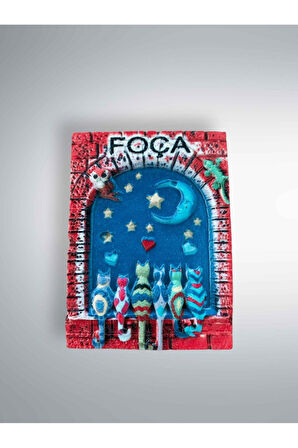 FOÇA Temalı Kabartmalı Polyester Magnet Buzdolabı Süsü Beyaz