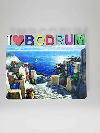 BODRUM Temalı Ahşap Magnet Lazer Kesim Buzdolabı Süsü 
