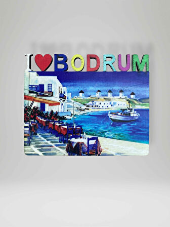 BODRUM Temalı Ahşap Magnet Lazer Kesim Buzdolabı Süsü