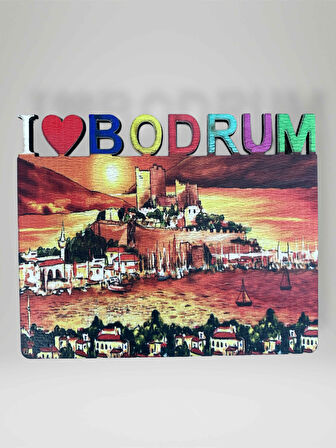 BODRUM Temalı Ahşap Magnet Lazer Kesim Buzdolabı Süsü