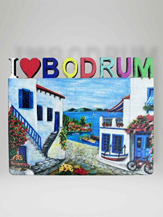 BODRUM Temalı Ahşap Magnet Lazer Kesim Buzdolabı Süsü