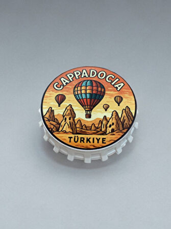 CAPPADOCIA ( Kapadokya ) Temalı Kapak Şeklinde Açacak Magnet Şişe Açacağı