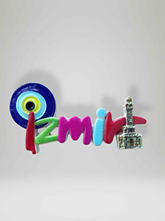 İZMİR Temalı Kabartmalı Polyester Magnet Buzdolabı Süsü  8,5cm x 4,5cm