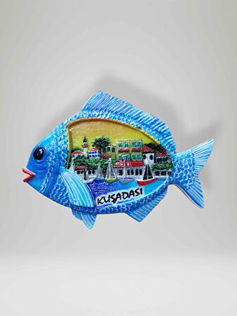 Kuşadası Temalı Kabartma Magnet Buzdolabı Süsü  9cm X 6cm