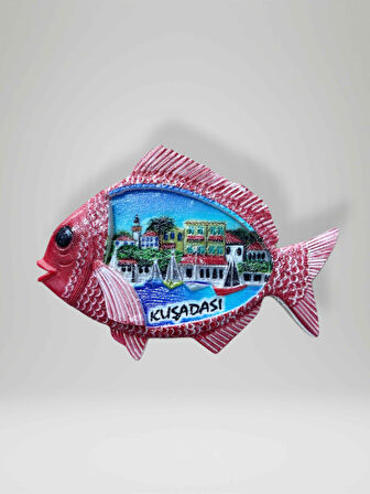 Kuşadası Temalı Kabartma Magnet Buzdolabı Süsü 9cm X 6cm
