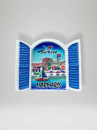 MARMARİS Temalı Polyester Magnet Buzdolabı Süsü