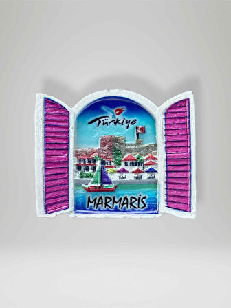 MARMARİS Temalı Polyester Magnet Buzdolabı Süsü