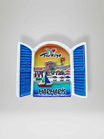 MARMARİS Temalı Polyester Magnet Buzdolabı Süsü