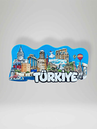 TÜRKİYE Temalı Kabartmalı Polyester Magnet Buzdolabı Süsü
