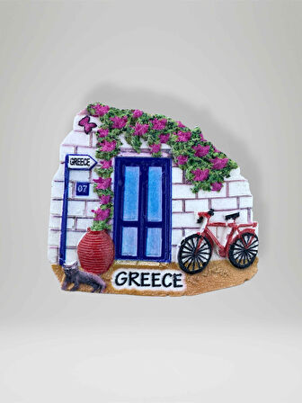 GREECE ( YUNANİSTAN ) Temalı Kabartmalı Polyester Magnet Buzdolabı Süsü 6,5cm x 6cm