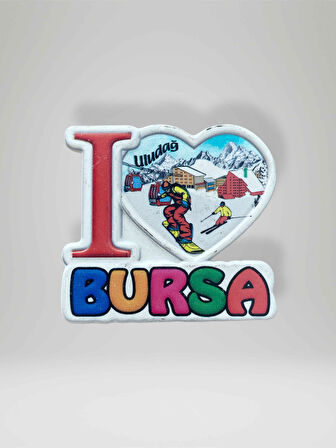 BURSA / ULUDAĞ Temalı Kabartmalı Eskitme Polyester Magnet Buzdolabı Süsü