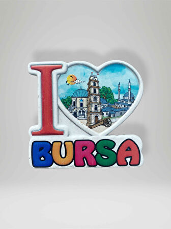 BURSA Temalı Kabartmalı Eskitme Polyester Magnet Buzdolabı Süsü