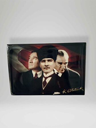 ATATÜRK Temalı Dikdörtgen Magnet Buzdolabı Süsü 80x55 mm