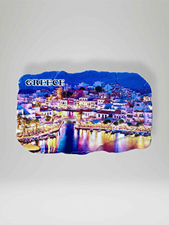 GREECE ( YUNANİSTAN ) Temalı Çatlatma Polyester Magnet Buzdolabı Süsü