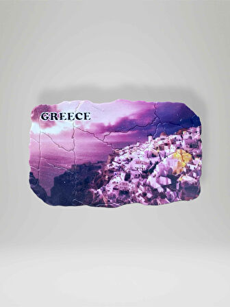 GREECE ( YUNANİSTAN ) Temalı Çatlatma Polyester Magnet Buzdolabı Süsü