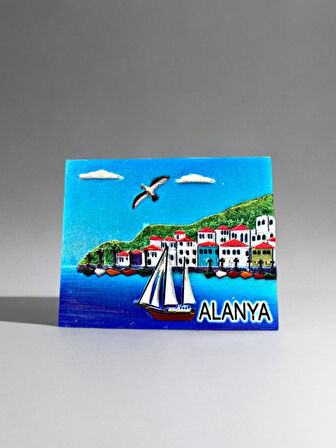 ALANYA Temalı Polyester Kabartma Magnet Buzdolabı Süsü