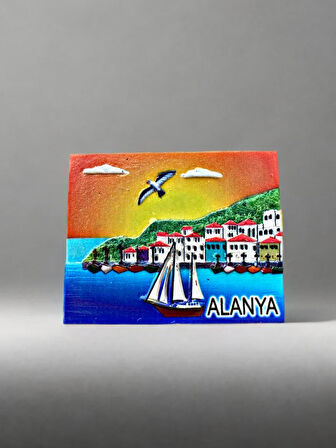 ALANYA Temalı Polyester Kabartma Magnet Buzdolabı Süsü