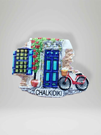 CHALKIDIKI Temalı Kabartmalı Polyester Magnet Buzdolabı Süsü 