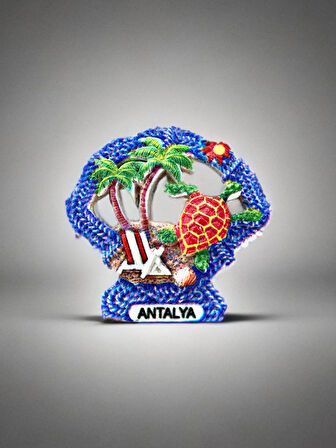 ANTALYA Temalı Kabartmalı Polyester Magnet 7cm x 7cm