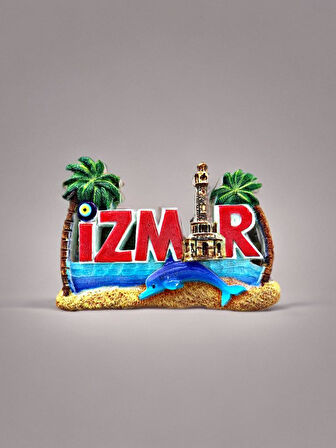 İZMİR Temalı Kabartmalı Polyester Magnet. 8cm x 5cm.