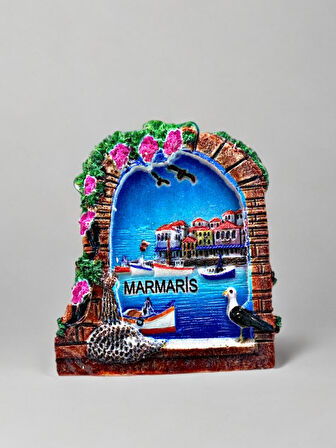 MARMARİS Temalı Kabartmalı Polyester Magnet 6,5cm x 8 cm