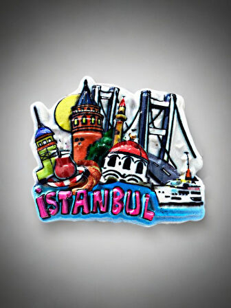  İSTANBUL Temalı Kabartma Polyester Magnet 7,5cm X 6,5cm.