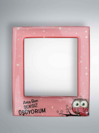 Sevimli Sözlü Çerçeve Magnet  Fotoğraf Alanlı Buzdolabı Süsü  9,5 cm x 11 cm