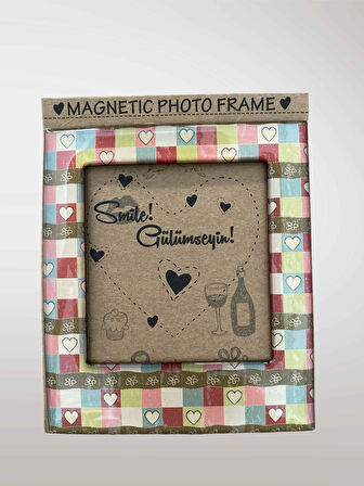 Sevimli Çerçeve Magnet  Fotoğraf Alanlı Buzdolabı Süsü  9,5 cm x 11 cm