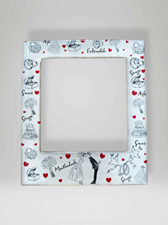 Sevimli Sözlü Çerçeve Magnet  Fotoğraf Alanlı Buzdolabı Süsü  9,5 cm x 11 cm