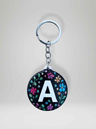 Kişiye Özel Harfli Çiçek Desenli Şişe Açacağı Anahtarlık  Hem Şık Hem Kullanışlı Hediye Seçeneği