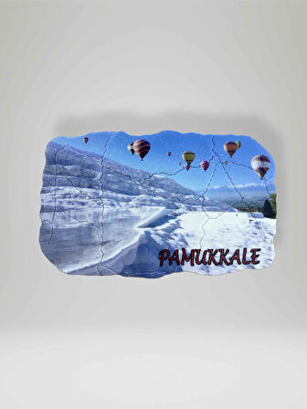PAMUKKALE Temalı Çatlatma Polyester Magnet Buzdolabı Süsü 9cm x 5,5cm (kod:886) 